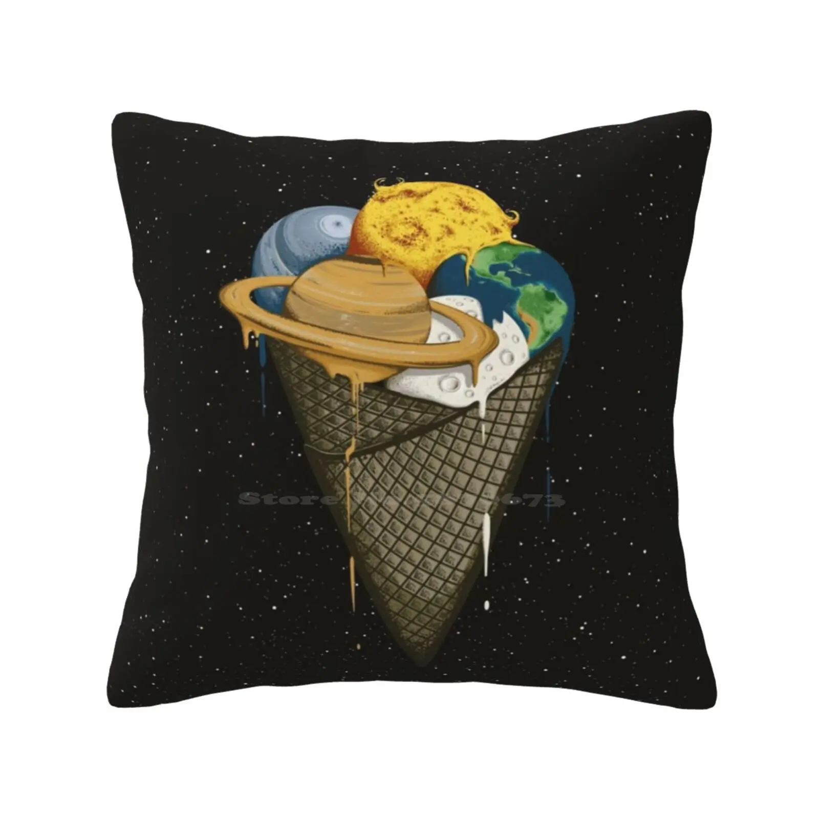 Galactic Ice Cream Bedroom Office Hug Pillowcase Ice Galactic Cream Space Planets Earth Sun Moon Satur Stars Surreal