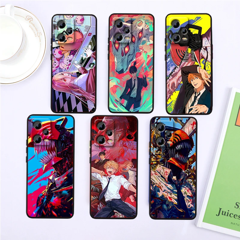 

Cool Anime Chainsaw Man For Xiaomi Redmi Note 13 12R 12 12S Turbo 11 11T 11S 10 10S Pro Plus 5G Black Funda Phone Case