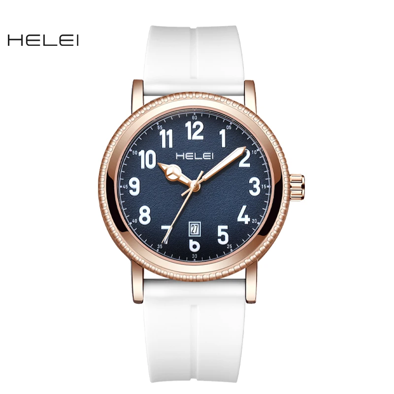 HELEI Fashion new sports casual quartz watch date magnetis luminous strap men's wristwatch