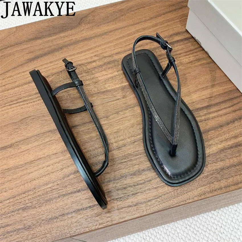 JAWAKYE/2026, летние шлепанцы, сандалии на плоской подошве, женские повседневные пляжные сандалии из натуральной кожи с круглым носком, летние лоферы, обувь