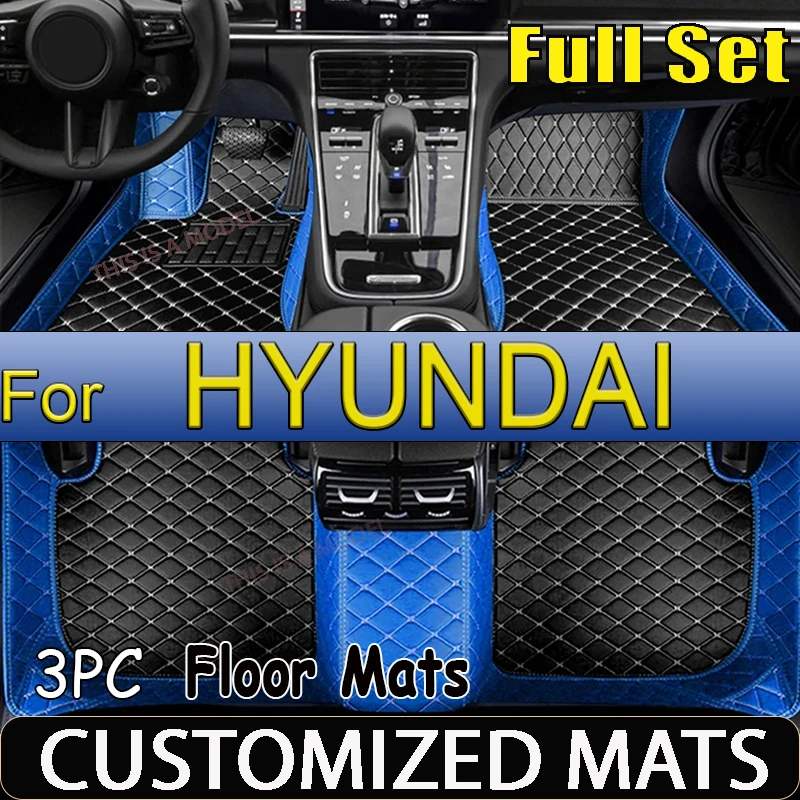 Custom Made Leather Car Floor Mats For HYUNDAI Accent Creta Encino Equus i30 Interior Details Carpets Rugs Foot Pad Accessories