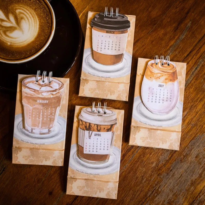 Card Lover 13 Pcs [Daily Coffee 2026 Series] Writing Paper Afternoon Lazy Awake Moments Coffee Theme Mini Desk Calendar