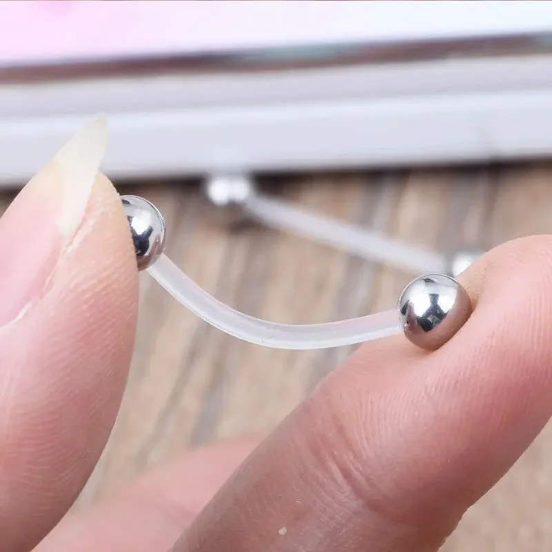 2PCS 14G Silicone Bar Surgical Steel Ball Barbell Tongue Ring Stud Piercing Pin Fashion Jewelry 12mm 14mm 16mm 18mm
