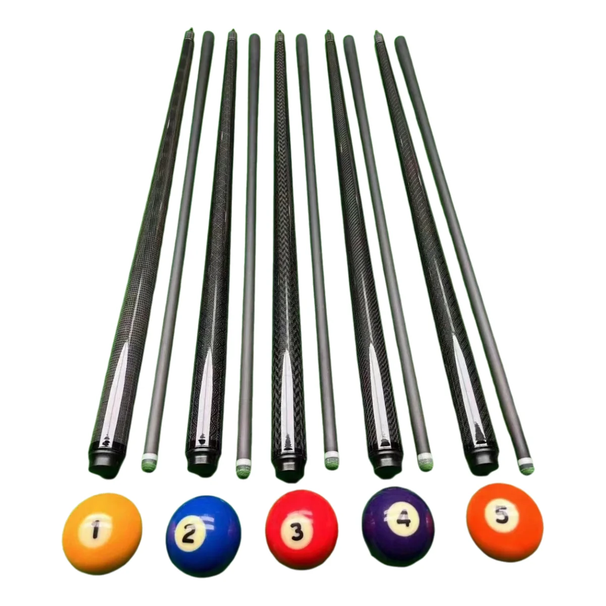 Enjoy a Billiard Feast Carbon Fiber Pool Cues Bring You a Low Vibration Sensation and a Fashionable Appearance Box Package