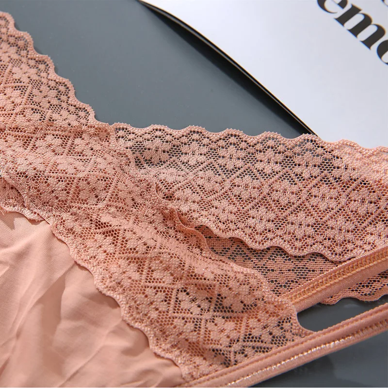 Lady Briefs Hollowed Out Elastic Thin Strip Lingerie French Style Ladies Sling Thong Solid Color Women G-string Daily Underpants