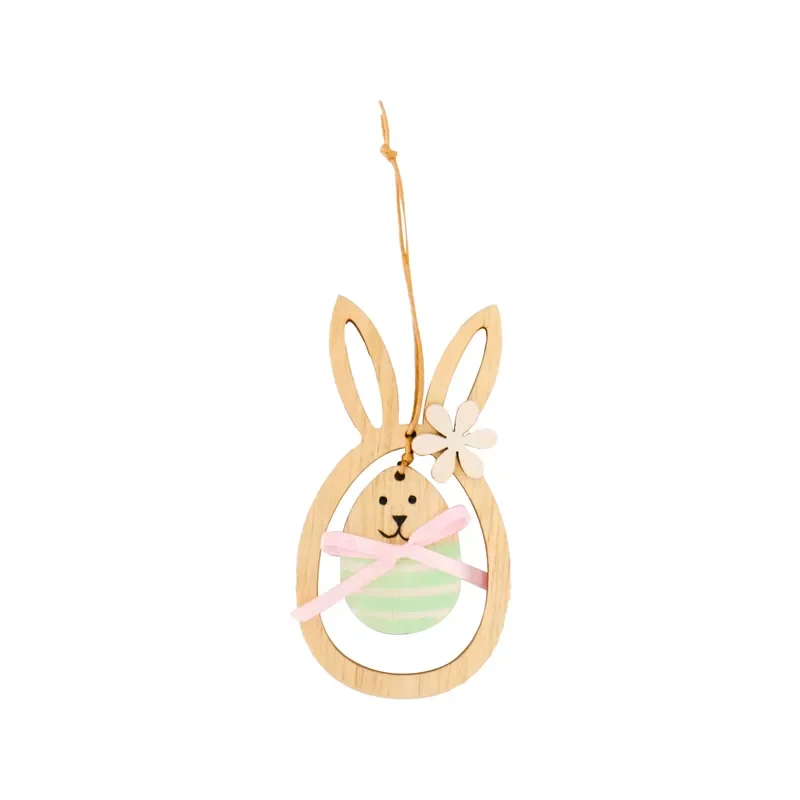 for Easter Wooden Rabbit Flower Wall Decoration Eco-friendly Children Gift Home Decor