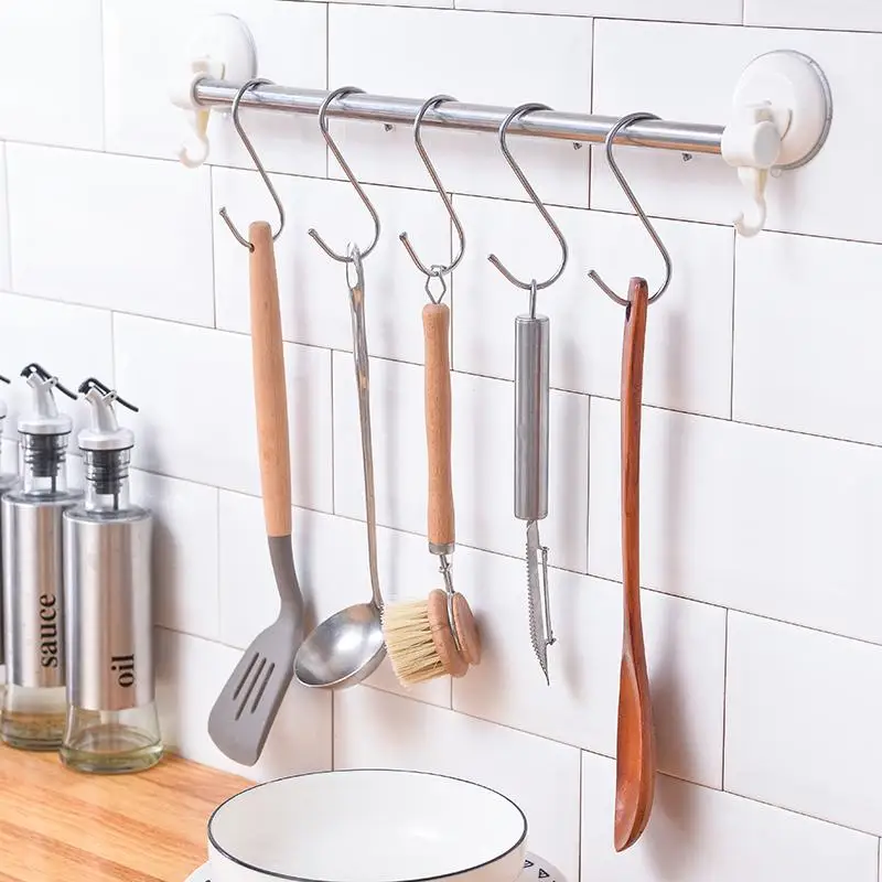 Aço inoxidável Double S Shape Storage Hook, Gancho de bolsa para banheiro, Parede e porta da cozinha, Acessórios organizadores