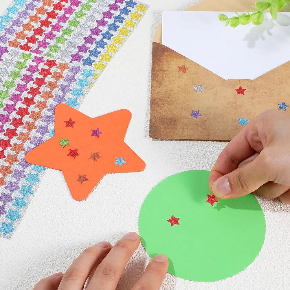

10 Sheets Five- Glitter Stickers Students Reward Stickers Classroom Labels Kids Bulk Pack Sticker Stars