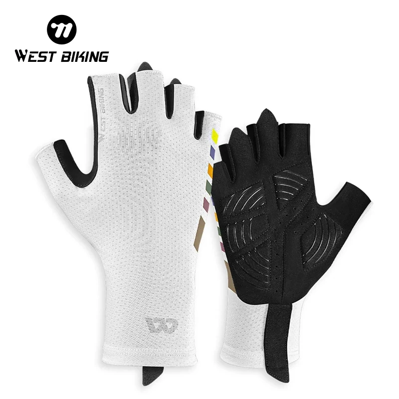 WEST BIKING Cycling Gloves Half Finger Elastic Breathable Road Racing Gloves Shockproof Men Women Sports Glove Cycling Equipment