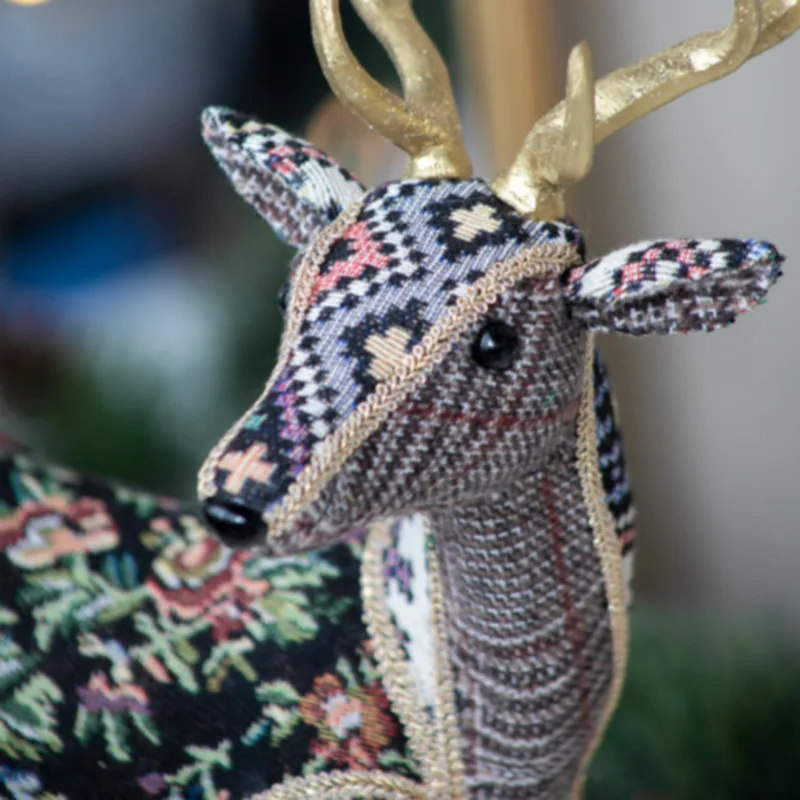 13x6.3x16.5 Inch Velvet Foam Standing Deer Multicolor Polyester Christmas Holiday Home Decor Animal Figurine Ornament