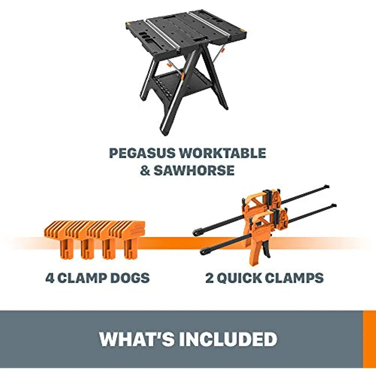 WORX WX051 Pegasus Folding Work Table Sawhorse Multifunctional Table Mobile Portable Woodworking Table Saw Table Folding Tool