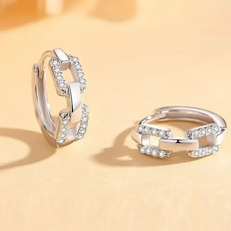 CAOSHI Gold Color/silver Color Cubic Zirconia Contracted Earrings Women Shiny Paved CZ Small Ear Buckle Fashion Daily Jewelry