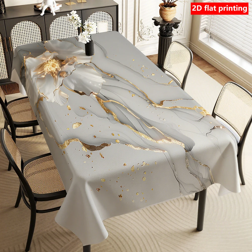2D flat printing, 1pc modern minimalist tablecloth, durable polyester tablecloth, light gray modern home tablecloth