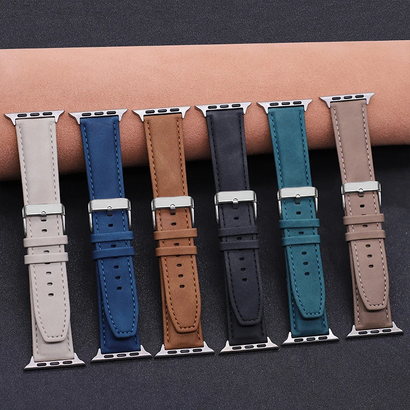 Lederarmband für Apple Watch Band 44mm 45mm 41mm 40mm 49mm 42mm 38mm 46mm Correa Armband iWatch Serie 10/9/8/7/6/se/5/4 Ultra