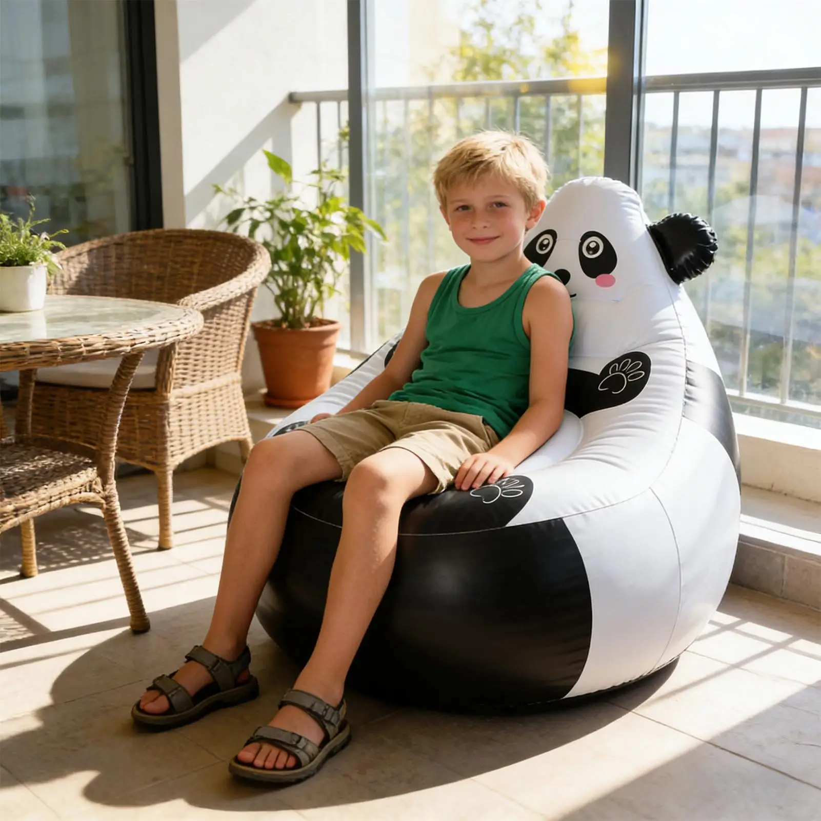 Inflatable Couch For Kids Portable Animal Shape Seat Patio Sofa For Kids Camping Patio Beach Travel Indoor Backyard Garden