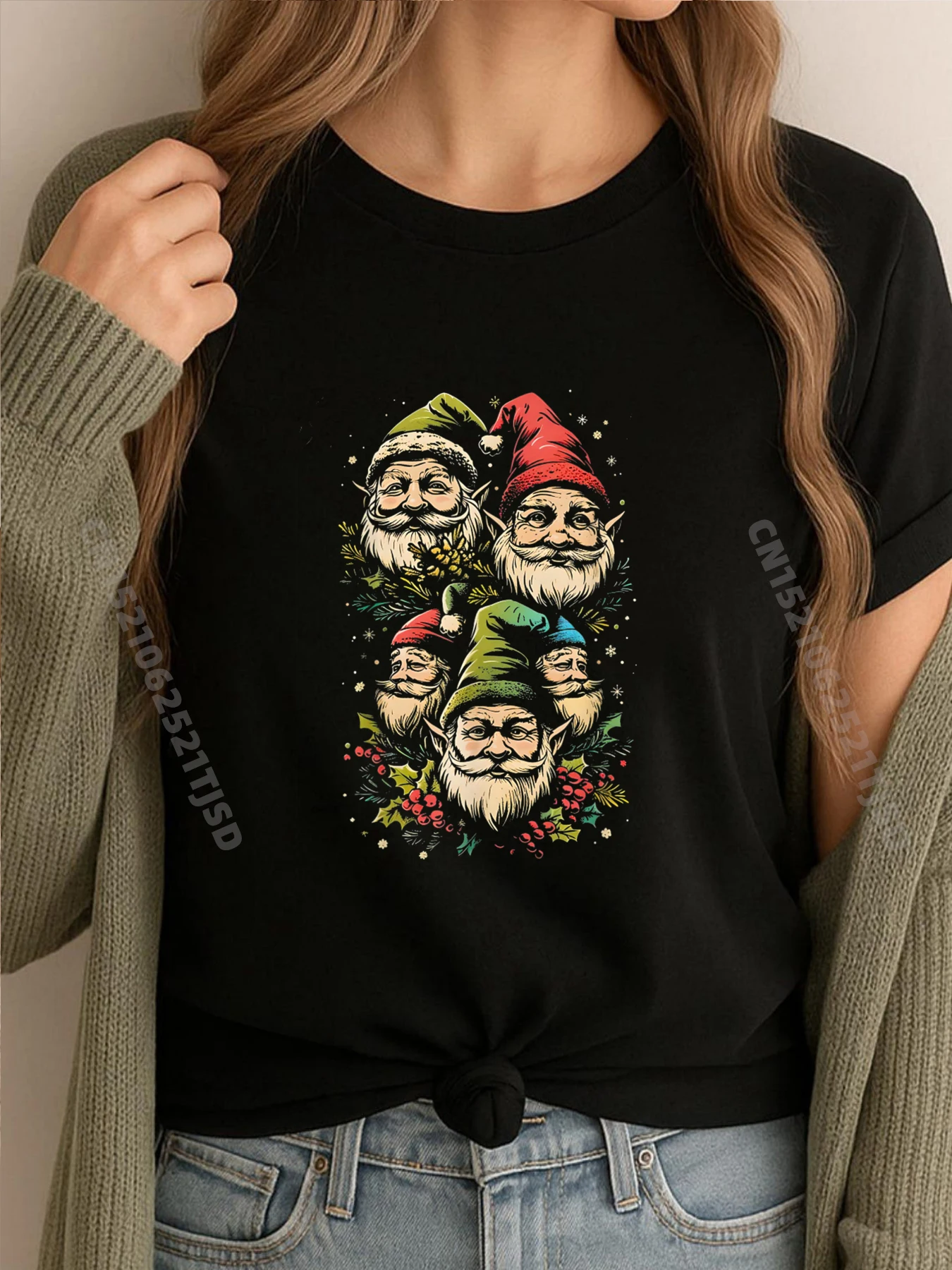 

Elves Family Christmas Matching Pajamas Xmas Elf Squad Streetwear Woman Breathable Camiseta Masculina