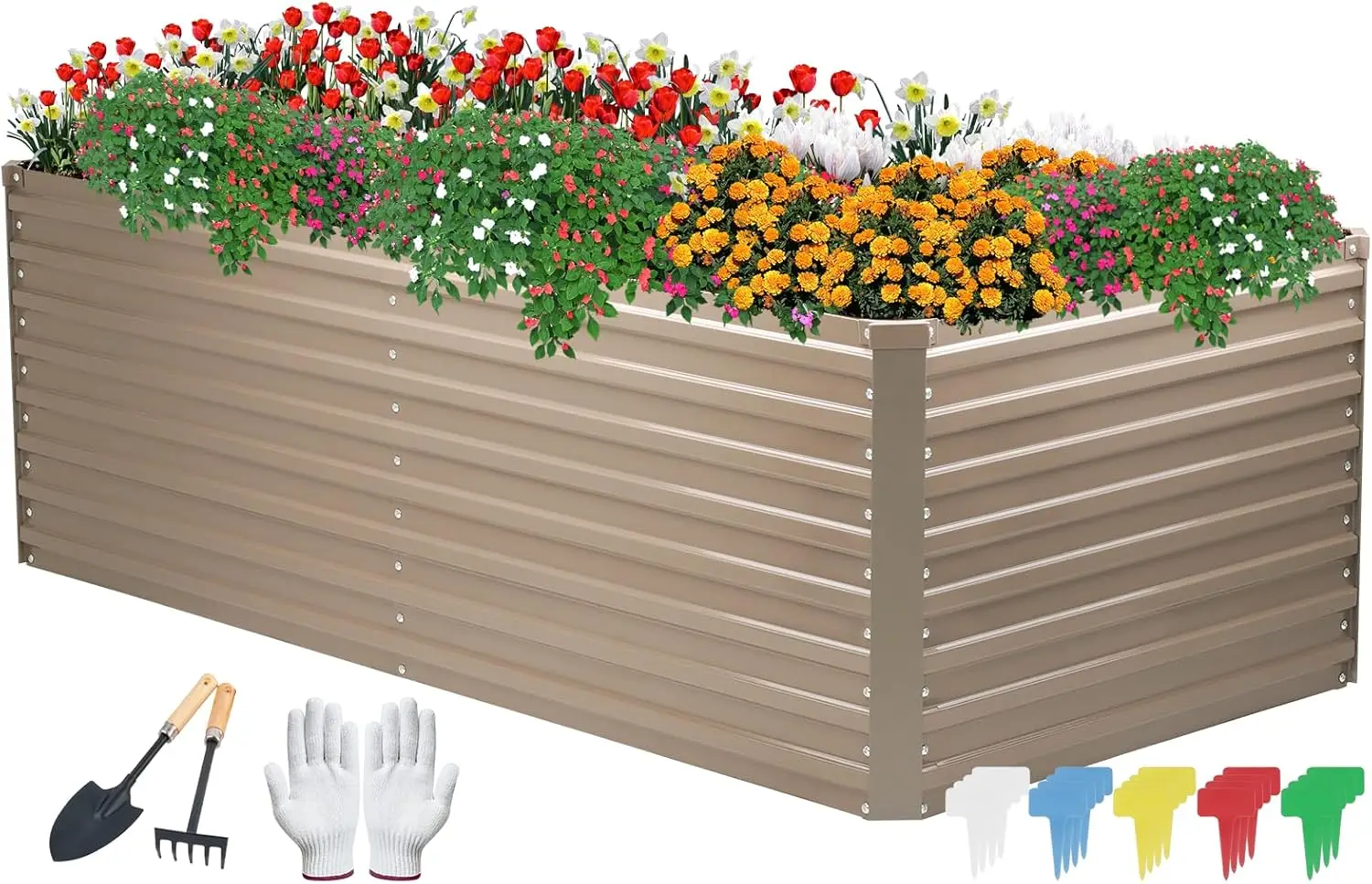 

Оцинкованная приподнятая садовая кровать для овощей, цветов, трав, высокая металлическая приподнятая садовая кровать с садовыми инструментами, перчатками, лаборатория растений