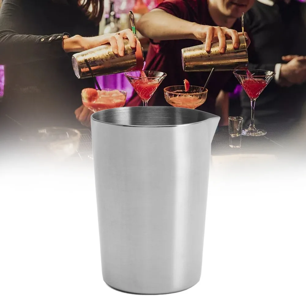 Barware Essential 304 Stainless Steel Bar Mixing Glass 500ml Eagle Mouth Cocktail Stirring Glass Silver Wine Mixing Cup Party