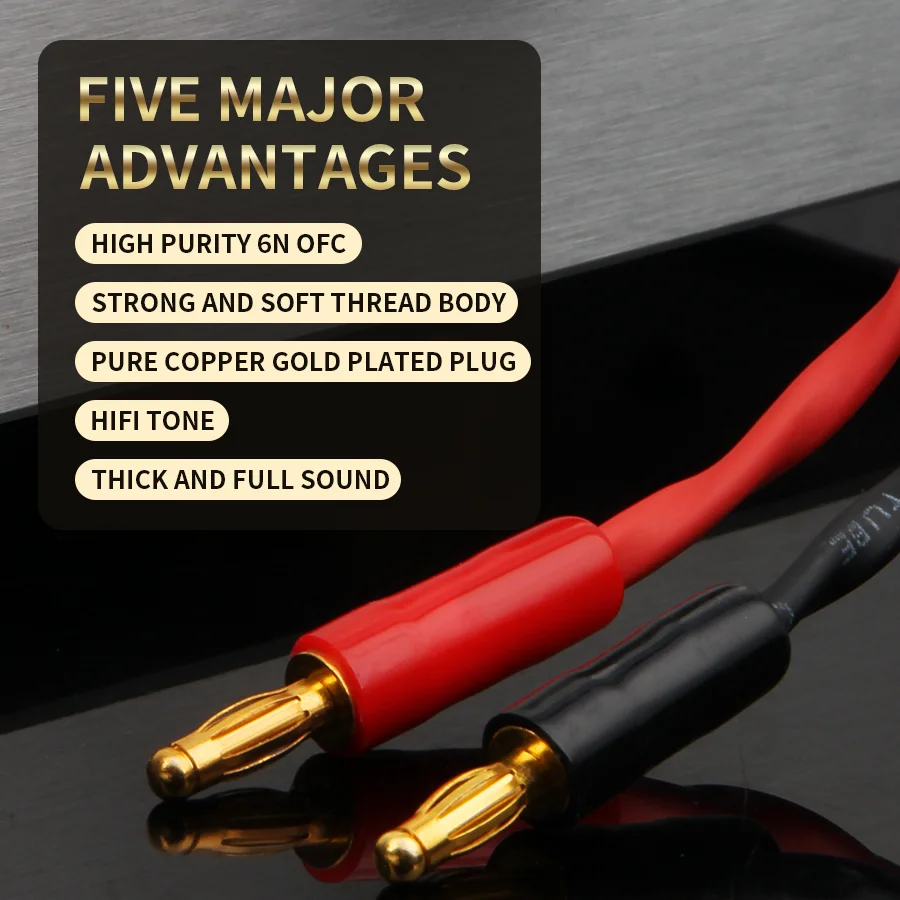 QINCROWN HiFi كابل مكبر الصوت النحاس النقي مطلية بالذهب Y التوصيل الموز التوصيل 6N OCC مكبر كهربائي مكبر الصوت كابل واجهة الاتصال