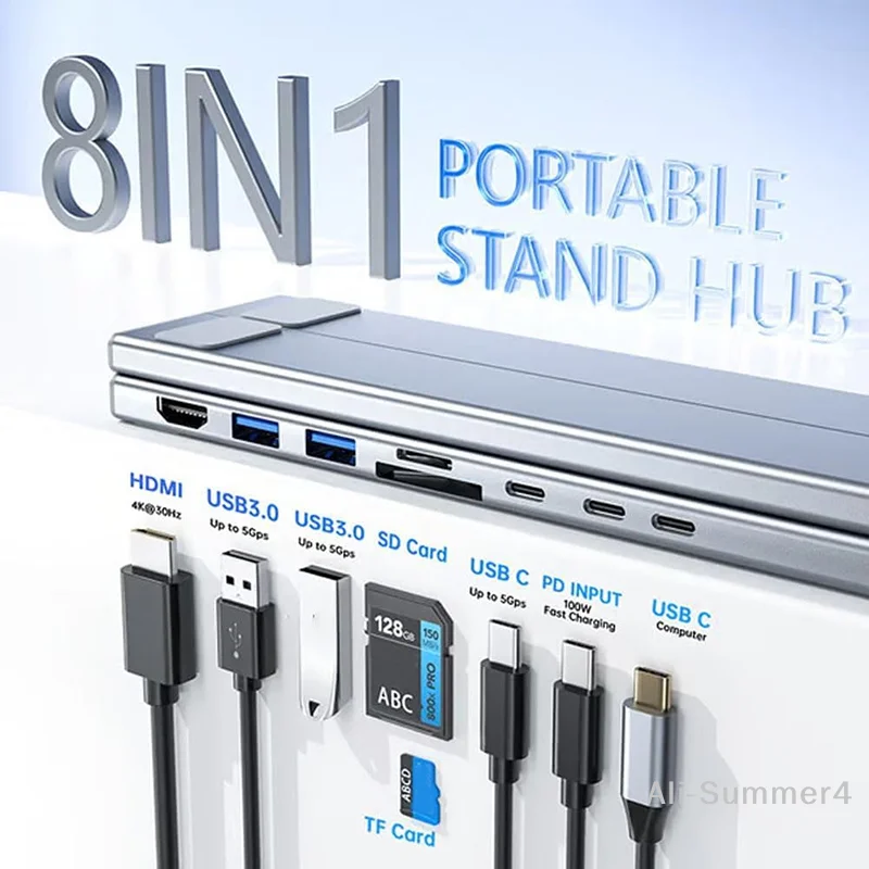 6-7-8-in-1-laptop-stand-docking-station-aluminum-alloy-universal-foldable-and-liftable-usb-c-docking-station-adapter-plug-play