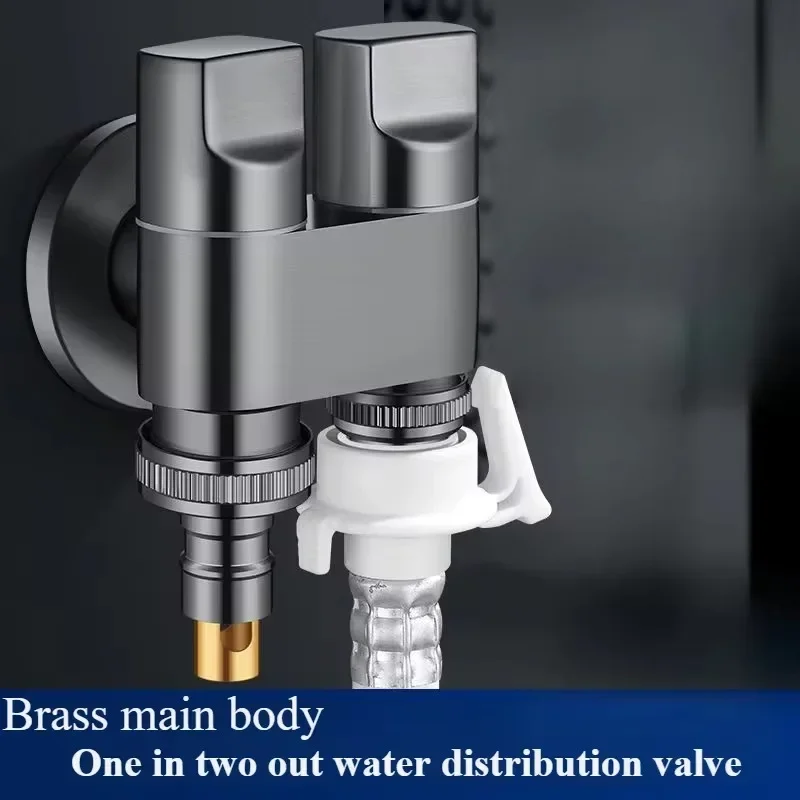 Bathroom accessories, automatic water stop valve，brass double water outlet washing machine water inlet valve