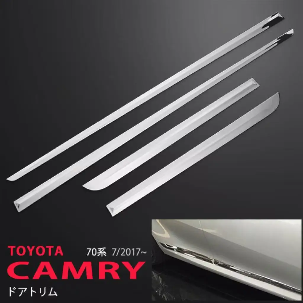 4PCS Auto Door Side Body Garnish Trim For TOYOTA CAMRY 70 2017 Stainless Steel Chrome Car Styling Accessorie Protector Stickers