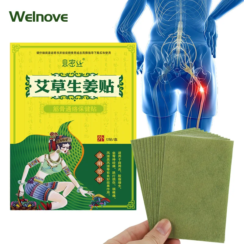 12Pcs/box Wormwood Sciatica Anti Pain Patch Ginger Rheumatoid Arthritis Back Plaster Shoulder Muscle Joint Neck Care Stickers