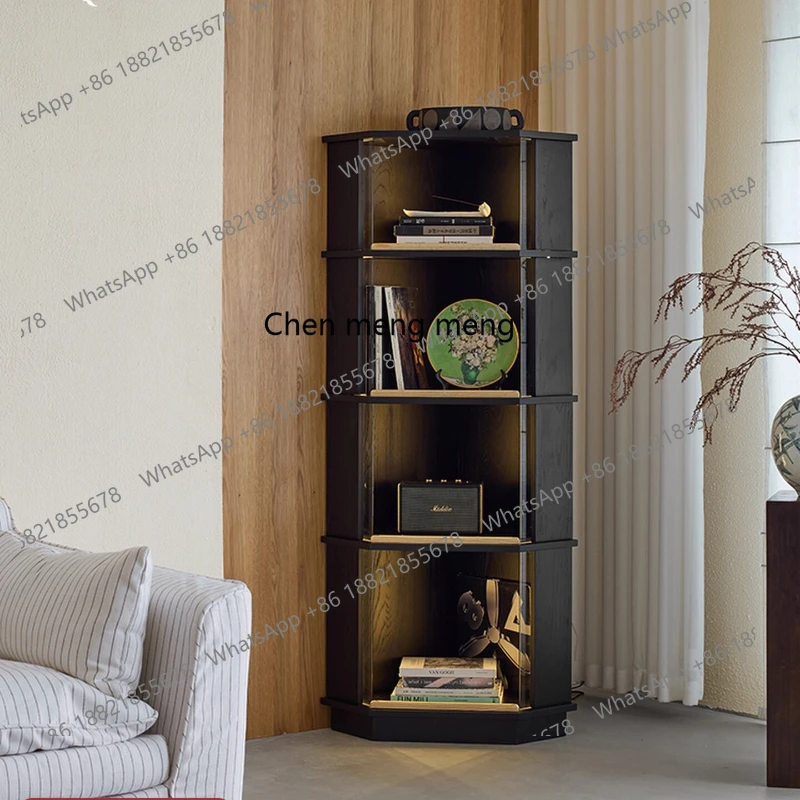 

Solid Wood Corner Cabinet Integrated Vintage Bedroom Sofa Corner Triangle Display Cabinet