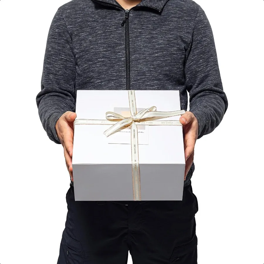 Cajas de Regalo con Tapas 10x10x5 Pulgadas Paquete de 10 Cartón Blanco
