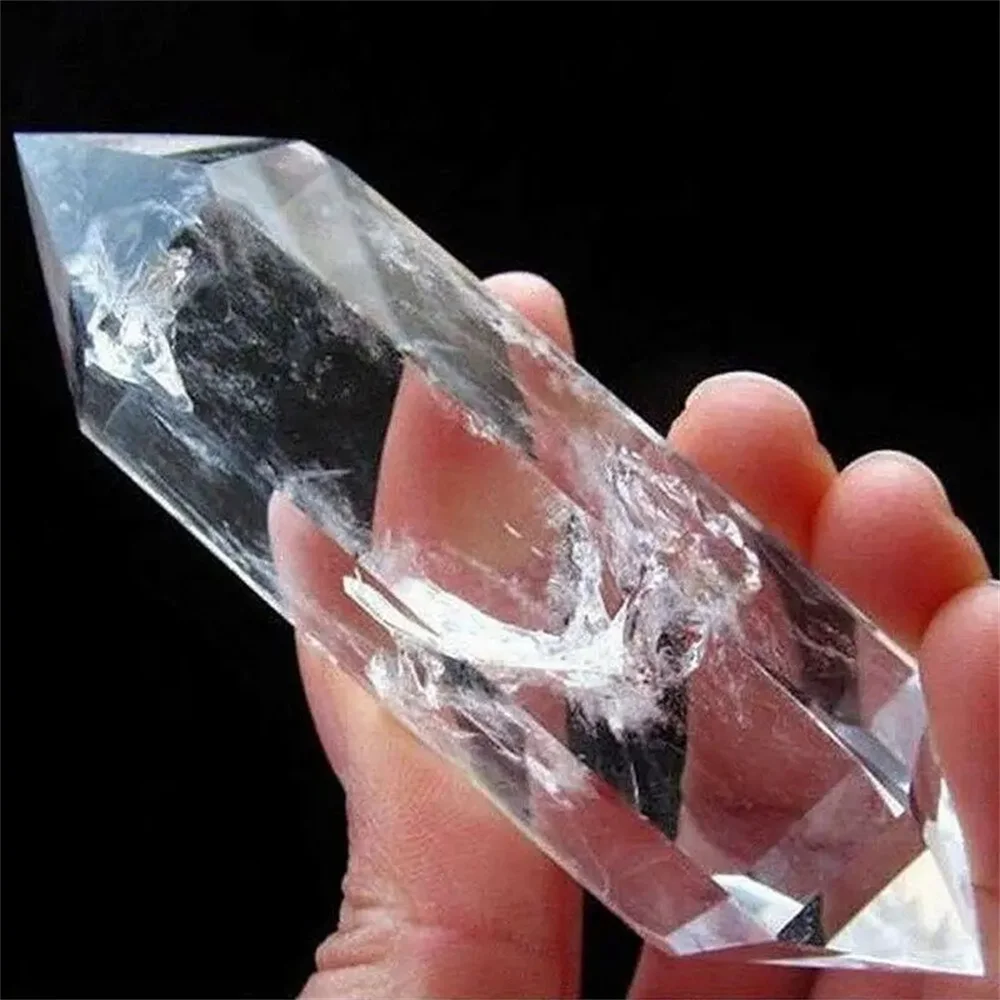 Natural Rare Transparent Quartz Crystal Double Pointed Stick,White Quartz Obelisk Healing Stone,Mineral Reiki Healing Spire Stic