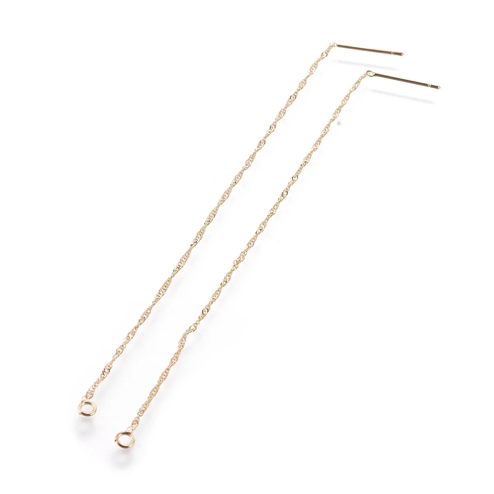 

Kissitty 1 Pair Brass Rope Chain Long Hanging Stud Earring Findings For Women Long Dangle Piercing Earing DIY Trend Jewelry