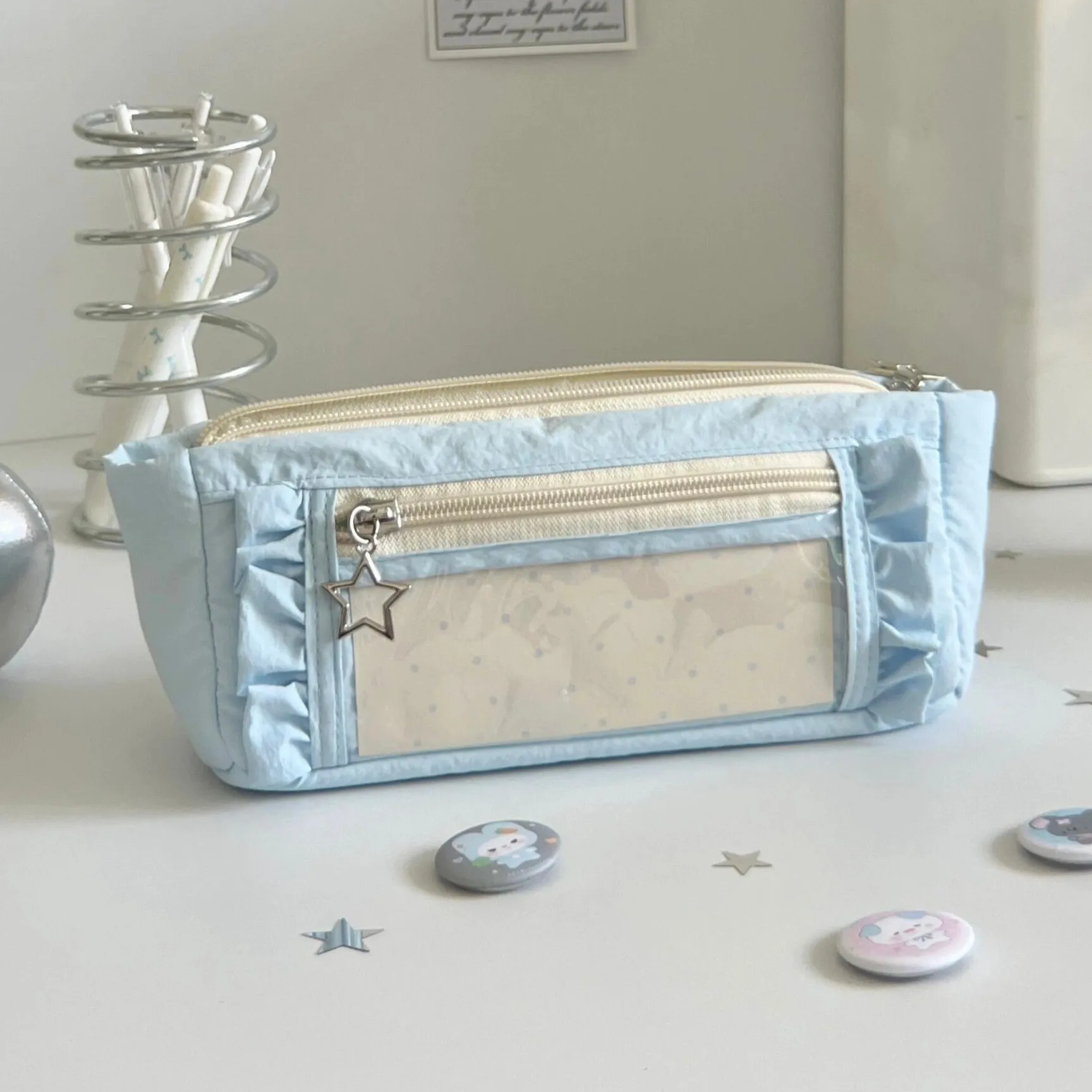 Nouvelle trousse à crayons grande capacité en dentelle, style INS, de haute qualité, pour étudiants, sac de rangement pour fournitures scolaires, boîte à stylos