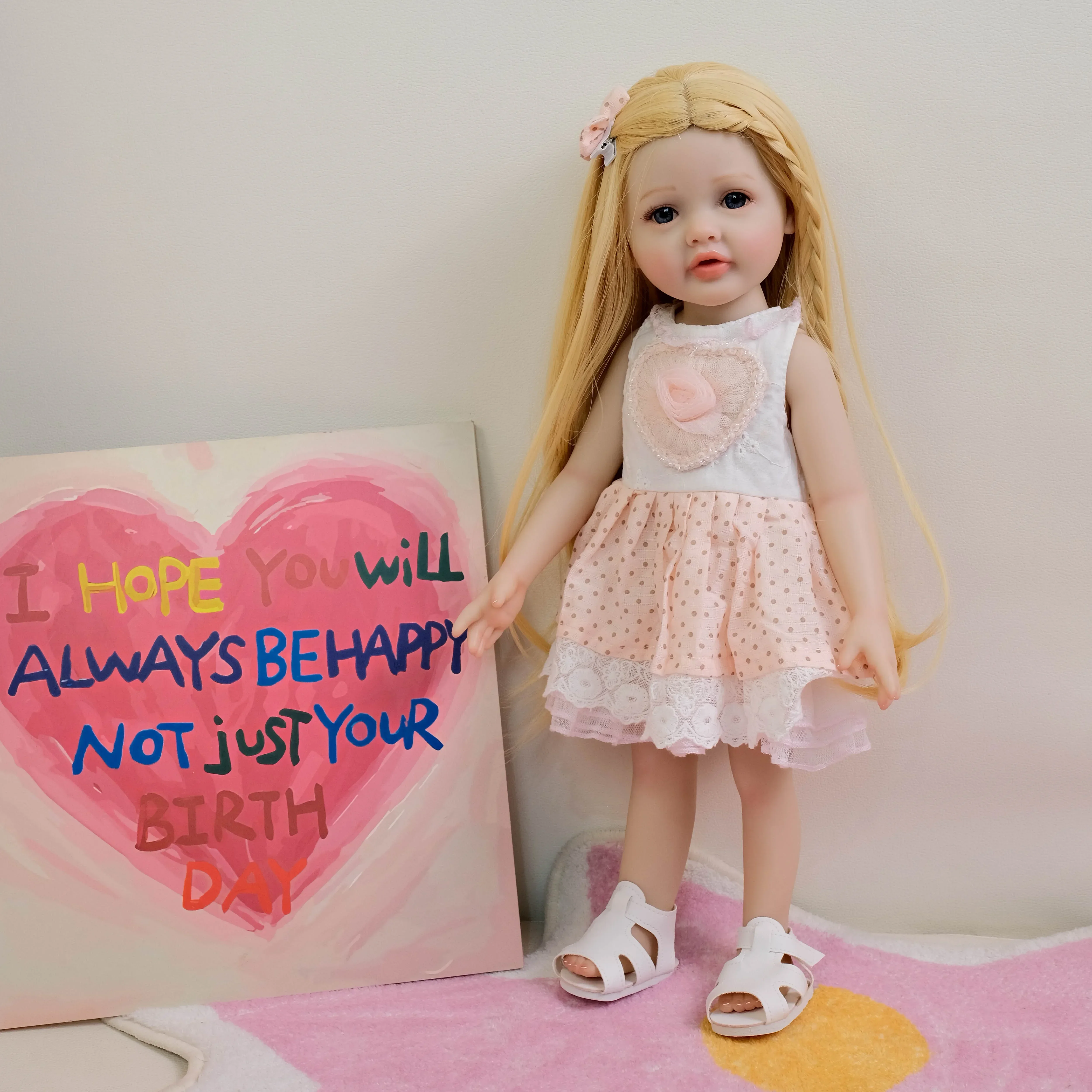 

18-дюймовый Бетти, можно стоять, полностью виниловое тело, реалистичное реборн, принцесса для девочек, новорожденных, многослойная живопись, 3D кожа с париком, волосы