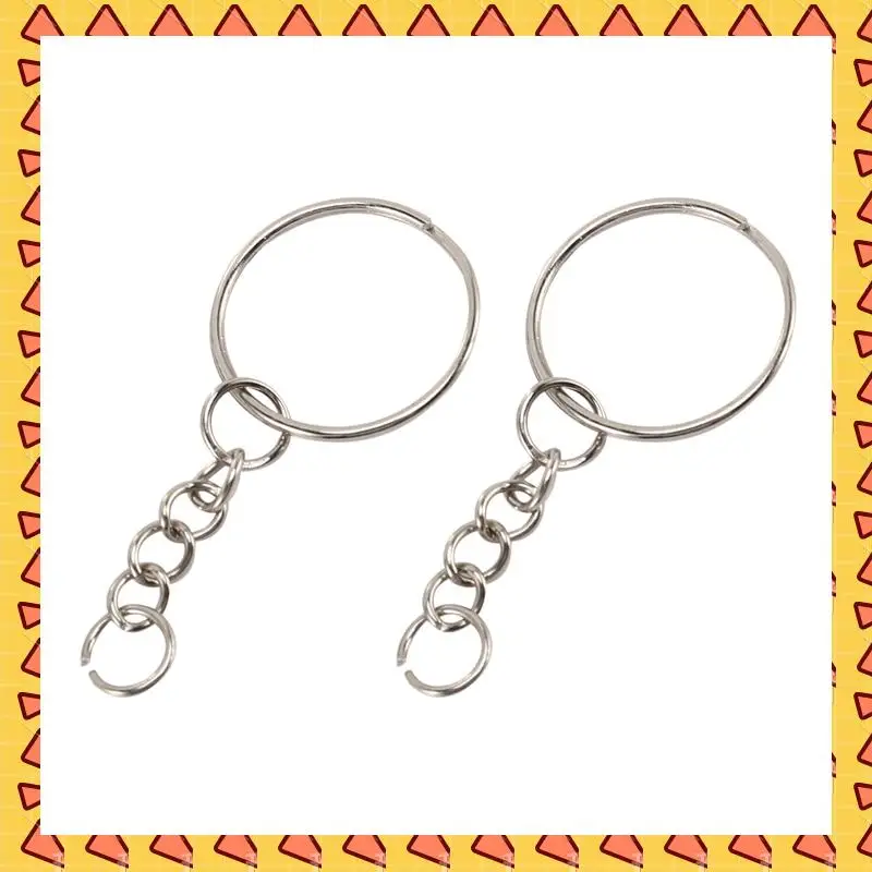 

A008 800Pcs Split Key Chain Rings With Chain Silver Key Ring And Open Jump Rings Bulk For Crafts DIY (1 Inch/25Mm)
