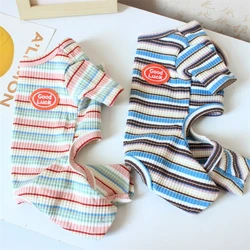 Soft Autumn Bottom Sweatshirt for Small Dogs Striped Pet Overalls Polyester T Shirt French Bulldog Four Legged Cat Clothing