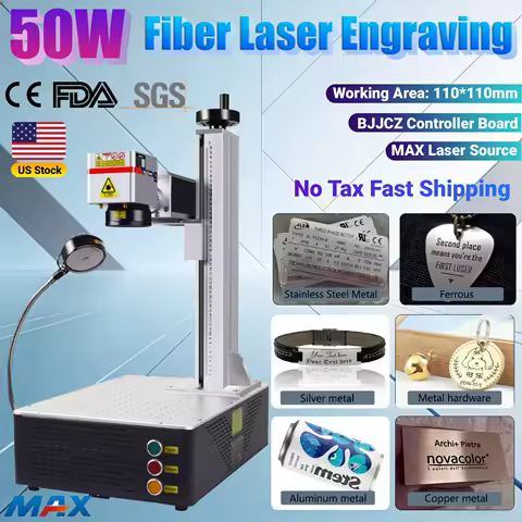 50W Fiber Laser Marking Machine Integrated Laser Engraver Gold Silver Ring Jewelry Marking for Metal Desktop DIY Engraver
