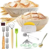 19pcs Banneton Proofing Basket Set Round Oval Bread Proofing Baskets with Sourdough Bread Baking Supplies Gifts for Baking Lover