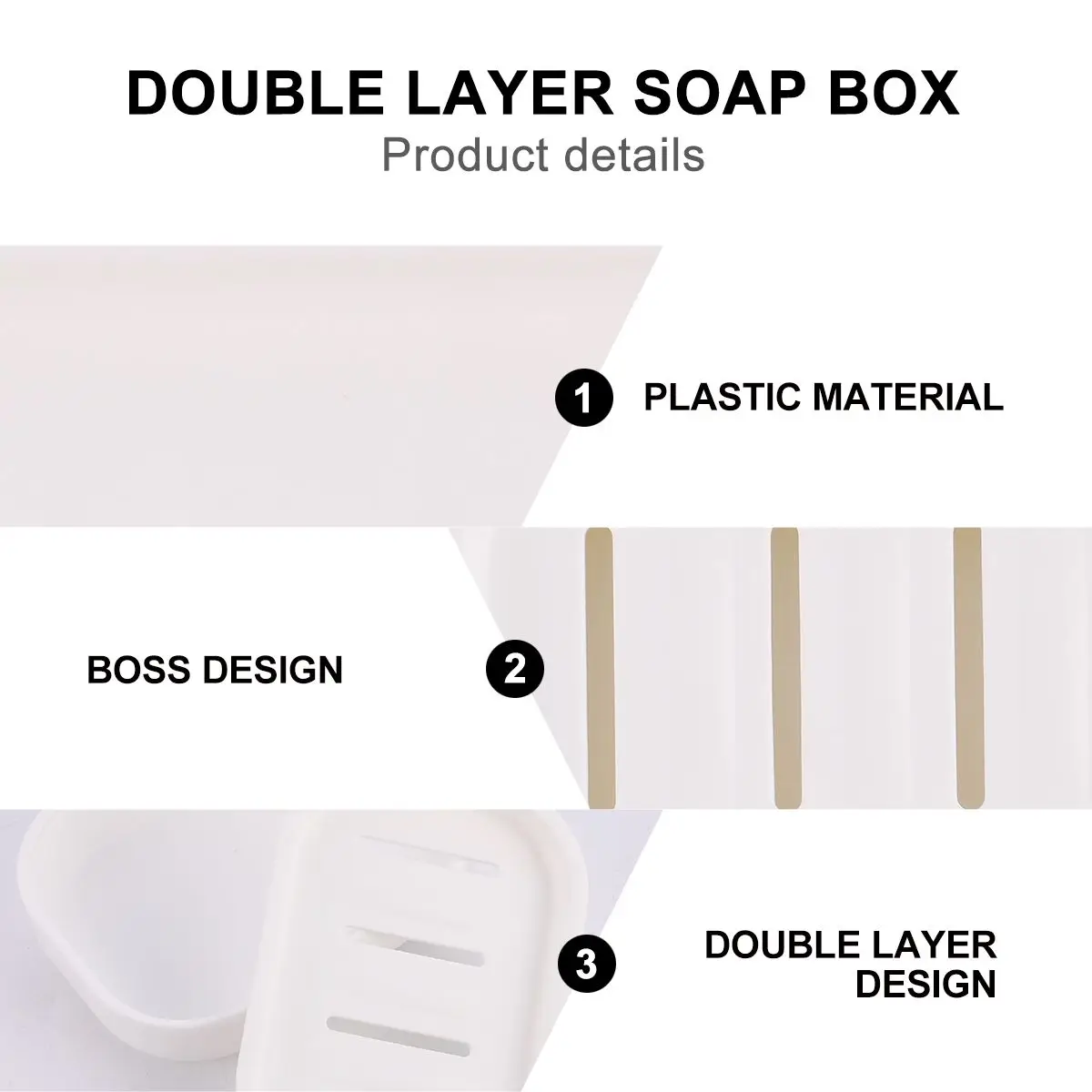 

2Pcs Double Soap Box Plastic Holders Drain Plastic Soap Holders Storage Rack Container Travel Bath Kitchen Home Storage