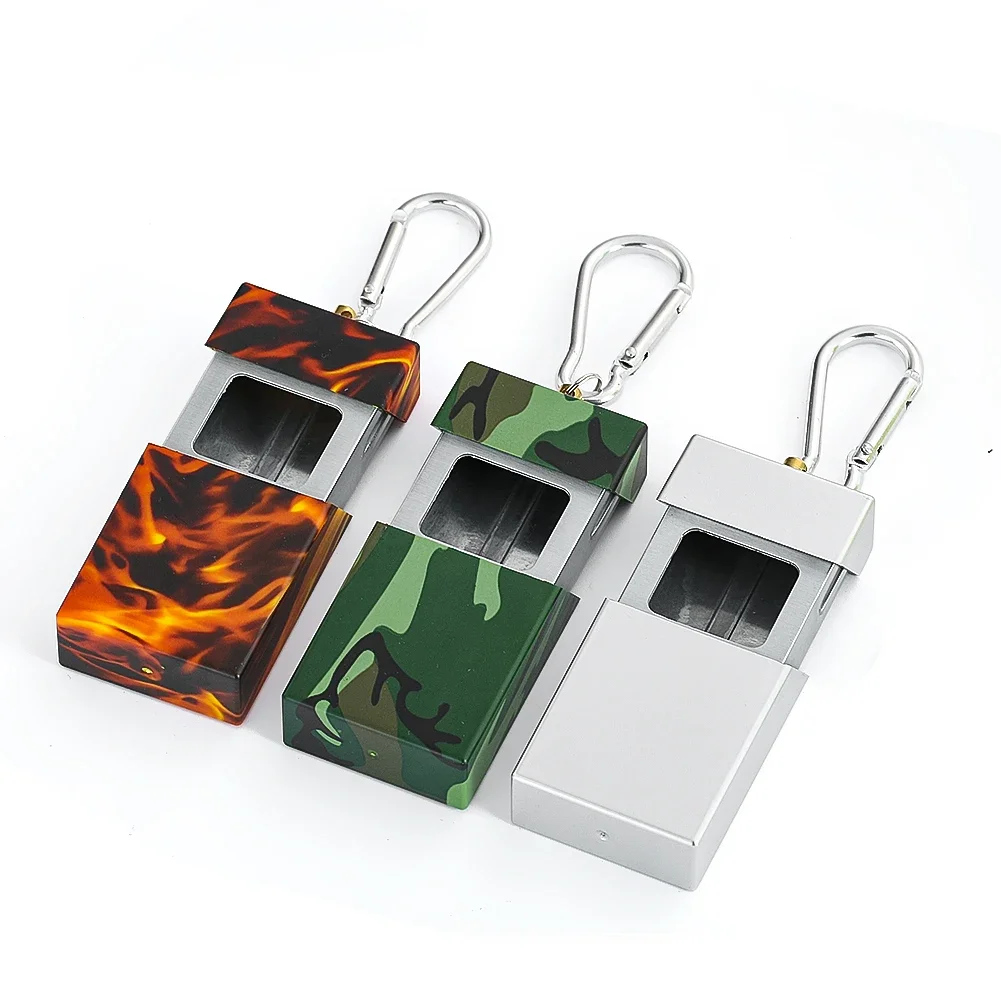 Alloy Cigarette Box Pendant Keychain Locket Open Portable Ashtray Key Chain Charm Environmentally Friendly Cleaning Smoking Tool