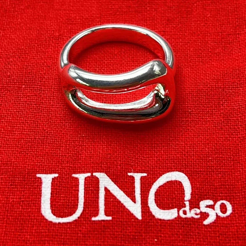 UNode50-anillo fino de alta calidad para mujer, diseño de moda europea y americana, joyería romántica para vacaciones, bolsa de regalo, 2023