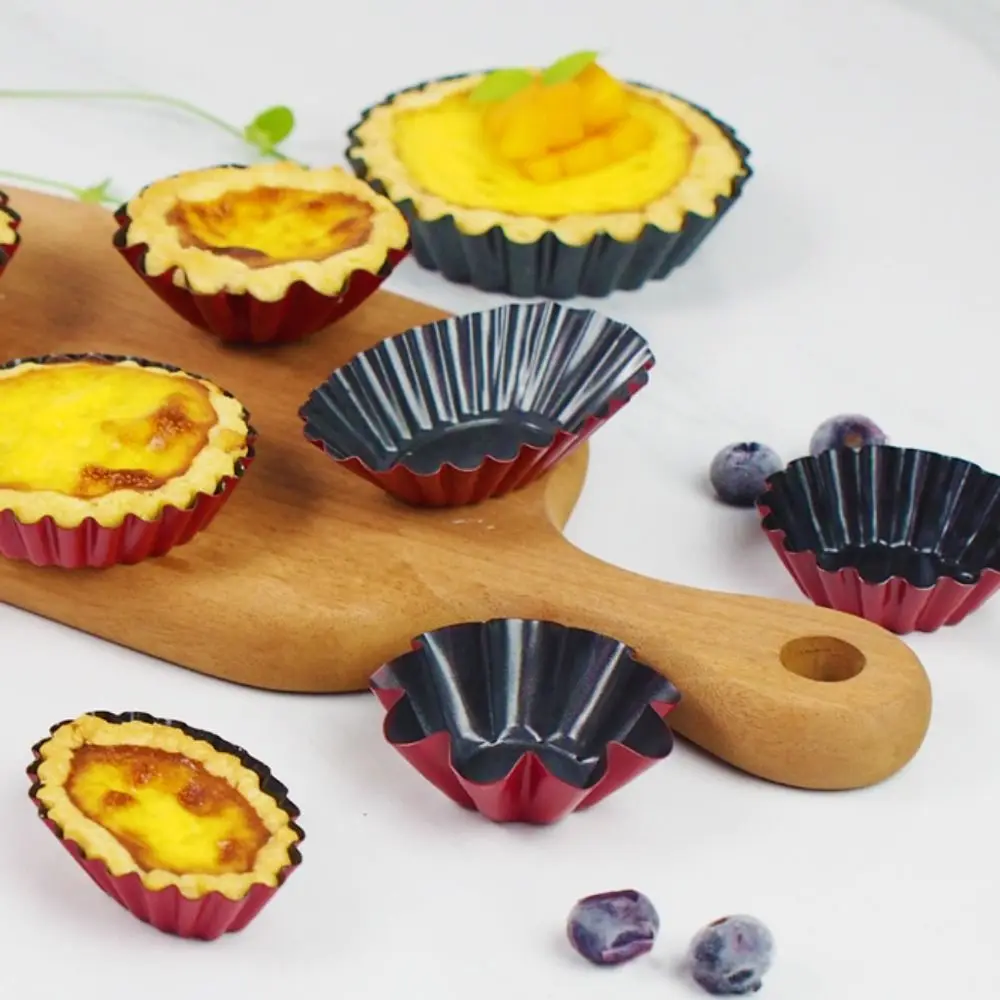 

Bakeware Carbon Steel Egg Tart Molds Mini Non-stick Cake Mold Reusable Creative Flan Pan Mold Tart Quiche