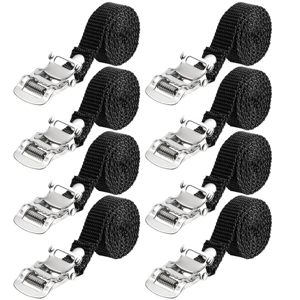 

8pcs Bike Pedal Straps Footrest Belts for Gym Exercise Cycle Adjustable Length Lightweight Portable