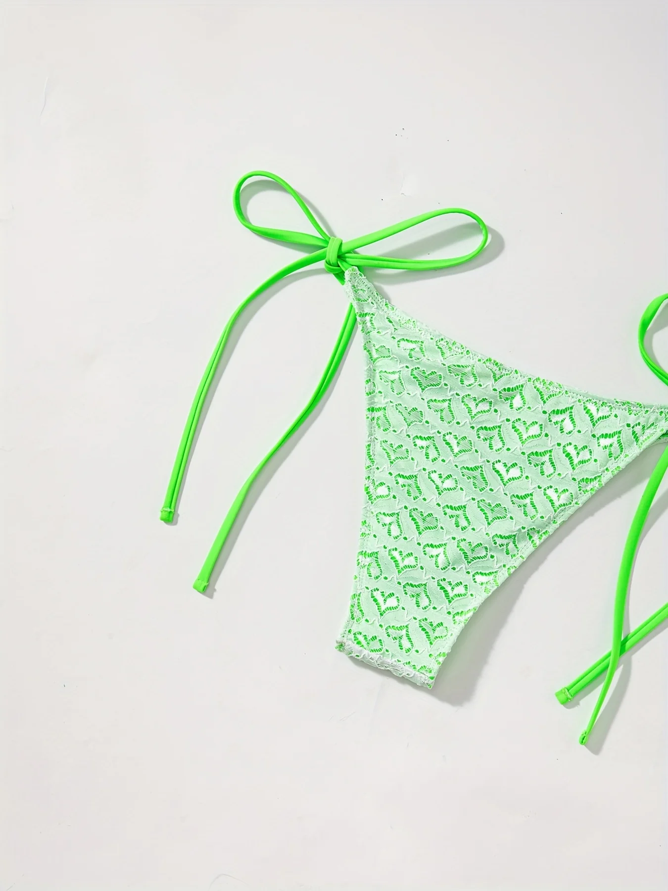 2026 New Women's Green Heart Lace Bikini Set Sexy Tie Side Triangle Swimsuit Two Piece Bathing Suit - Image 6