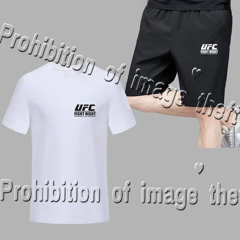 

UFC Boxing Sanda Fighting Running Fitness Men's and Women's Mesh Sports Short Sleeved Shorts Two Piece Set 3D Printed Set