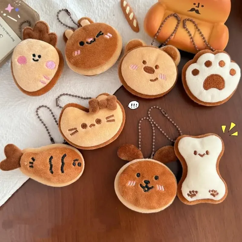 Cute Cartoon Animal Fish Bear Dog Plush Keychain Pendant Decorative Soft Stuffed Doll Toy Keyring Backpack Pendant Decoration