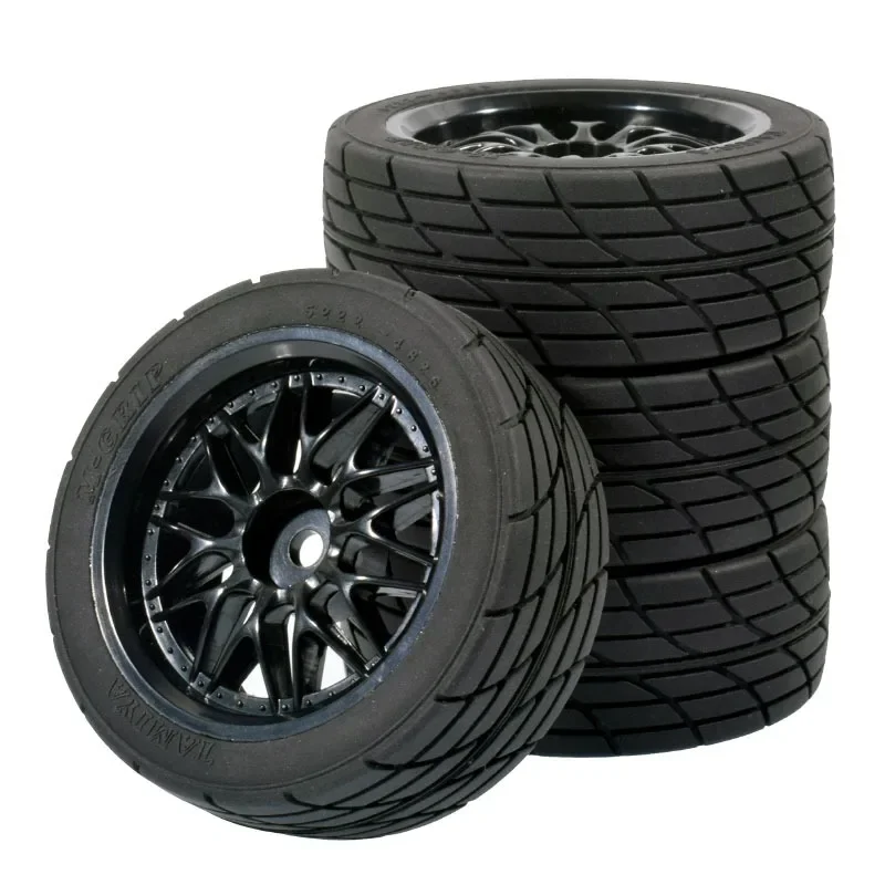 4pcs OD 68mm Rubber Tire Wheel 12mm Hex for Tamiya TT02 XV02 PTG-2 1/10 RC Racing Car Upgrade Parts