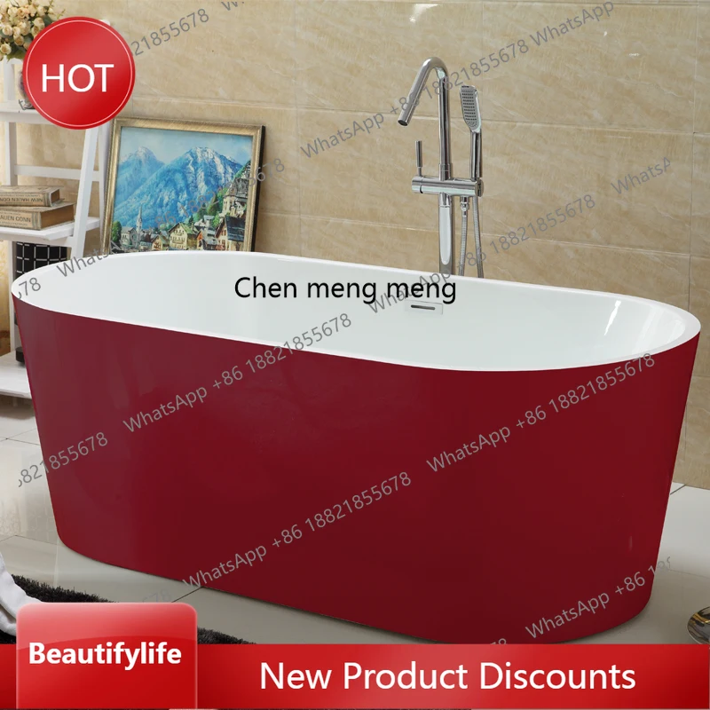 

zq10 Japanese-style simple orange acrylic independent hotel bed and breakfast bathtub full color household oval bathtub