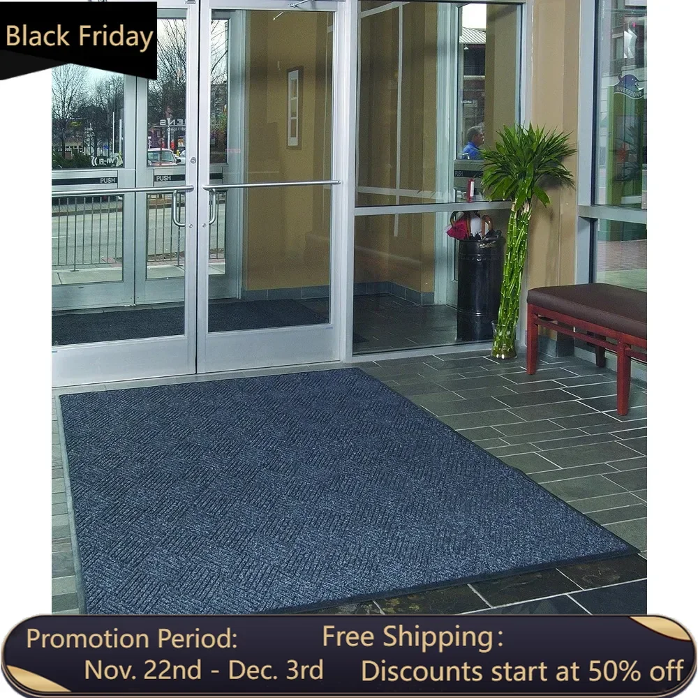 Commercial-Grade Entrance Mat with Diamond Pattern & Rubber Border | Indoor/Outdoor, Quick