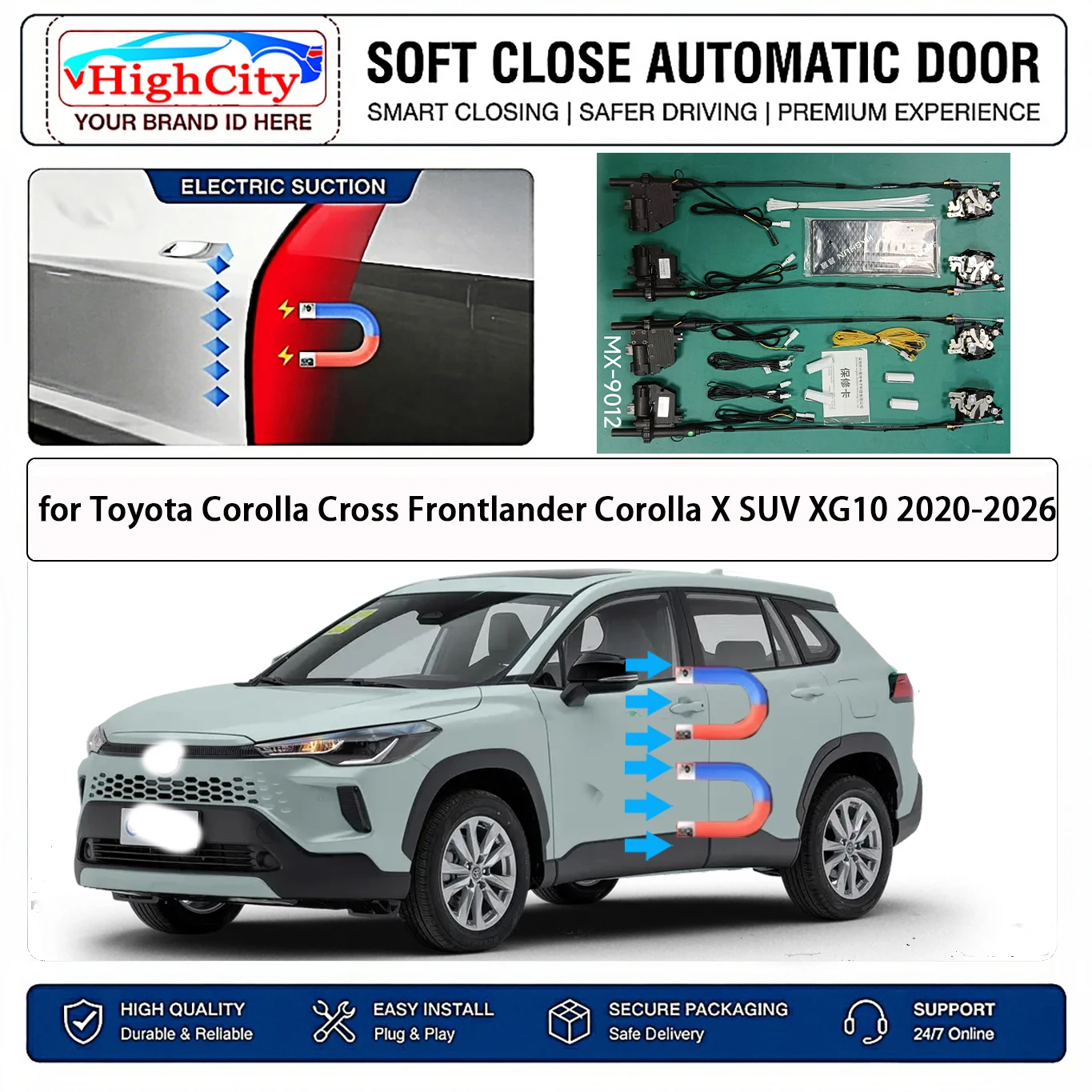 

for Toyota Corolla Cross Frontlander Corolla X SUV XG10 Electric Suction Soft Close Door Kit Smart Anti Pinch Auto Cinch Latch