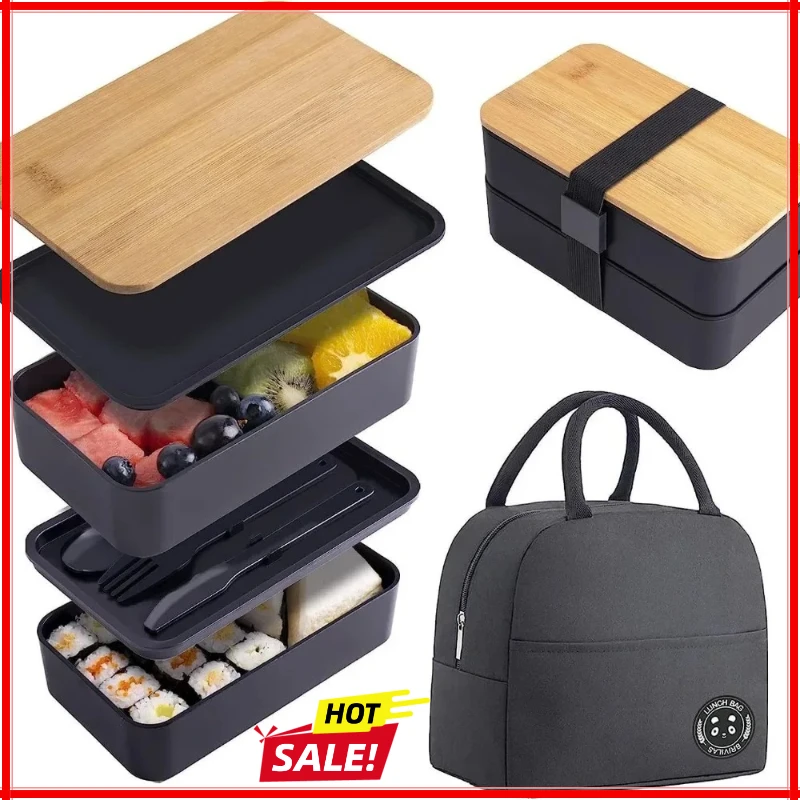 1200ML Adult Bento Lunch Box, Food Storage Container Set with Cutlery for Kids/children, Crisper Microwave and Dishwasher Safe